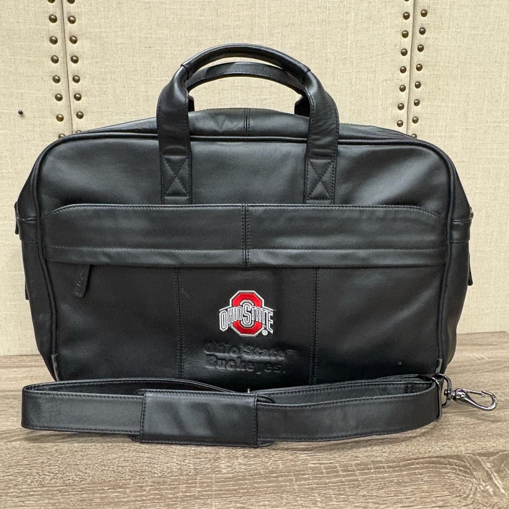 Ohio State Buckeyes Black Leather Bag